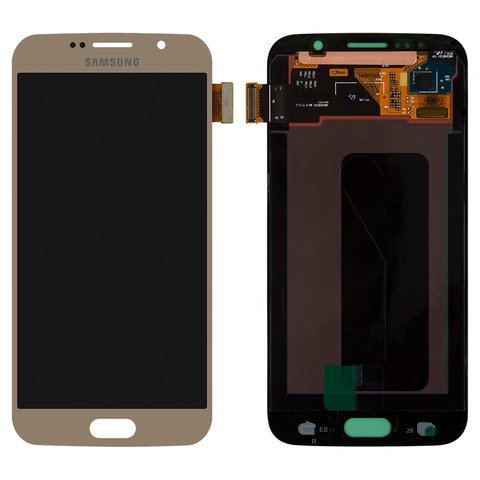 Дисплей для Samsung G920 Galaxy S6, золотистий, без рамки, Оригінал переклеєне скло 