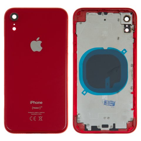 Корпус для iPhone XR, красный, с держателем SIM карты, с боковыми кнопками