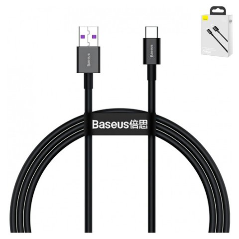 USB кабель Baseus Superior, USB тип C, USB тип A, 100 см, 66 Вт, 6 А, чорний, #CATYS 01