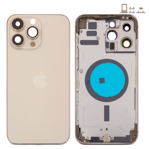 Корпус для iPhone 14 Pro Max, золотистий, з тримачем SIM карти, з боковими кнопками, Original PRC , EU Version, gold