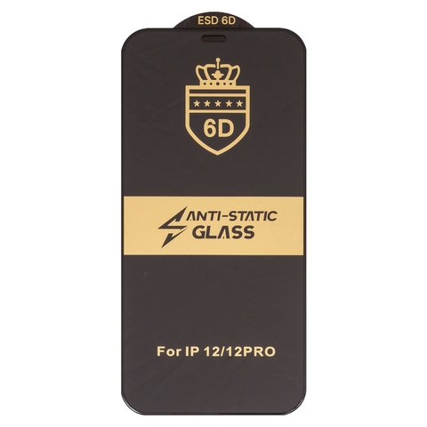 Захисне скло ESD 6D для Apple iPhone 12, iPhone 12 Pro, сумісне з чохлом, Full Glue, Anti Static, без упаковки , чорний