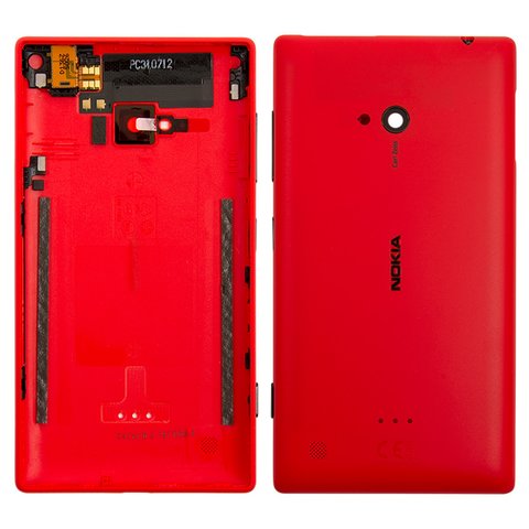 Housing Back Cover compatible with Nokia 720 Lumia, red, with side button 