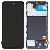 Дисплей для Samsung A515 Galaxy A51, черный, с рамкой, High Copy, с широким ободком, (OLED)