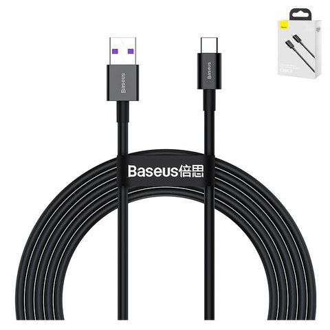 USB Cable Baseus Superior, USB type A, USB type C, 200 cm, 66 W, 6 A, black  #CATYS A01