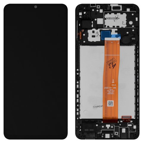 LCD compatible with Samsung A125F Galaxy A12, black, with frame, Original PRC , A125F V04 1540410367 