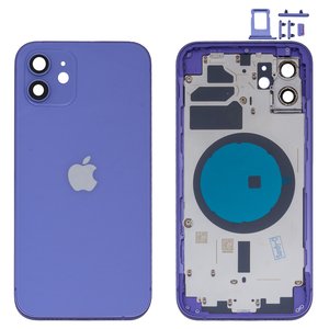 Housing compatible with iPhone 12, purple, with SIM card holders, with side button, purple 