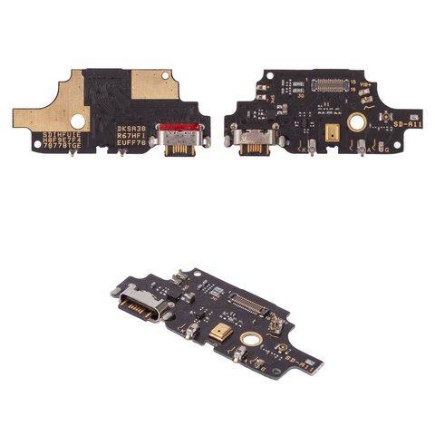 Шлейф для Umidigi A11, коннектора зарядки, с микрофоном, с компонентами, High Copy, плата зарядки