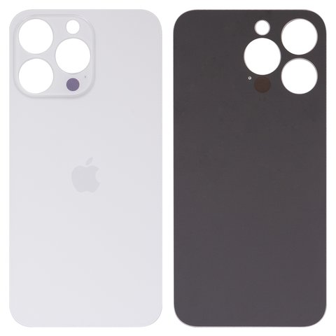 Housing Back Cover compatible with iPhone 13 Pro, white, silver, no need to remove the camera glass, Original PRC , Silver, big hole 