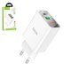 Mains Charger Hoco C100A, (20 W, Quick Charge, Power Delivery (PD), white, with LCD, 2 outputs) #6931474769800