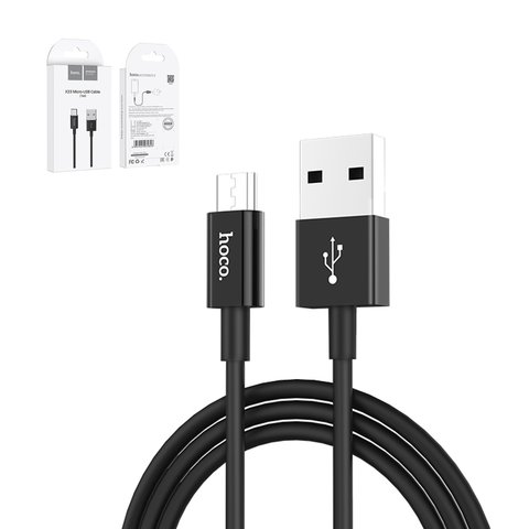 USB дата кабель Hoco X23, USB тип A, micro USB тип B, 100 см, 2 А, черный