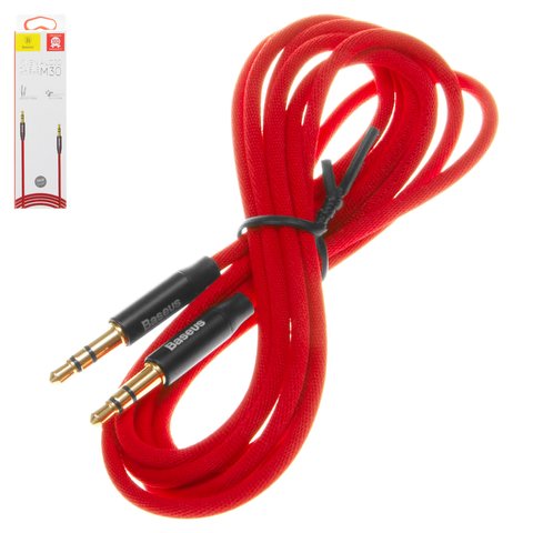 AUX кабель Baseus M30, TRS 3.5 мм, 150 см, красный, в нейлоновой оплетке, #CAM30 C91