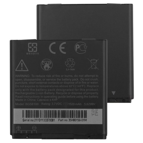 Battery BG86100 BG58100 BA S560 compatible with HTC EVO 3D, Li ion, 3.7 V, 1520 mAh, Original PRC  