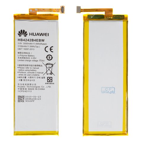 Battery HB4242B4EBW compatible with Huawei Honor 4X, Honor 6 H60 L02, Li Polymer, 3.8 V, 3100 mAh, Original PRC  