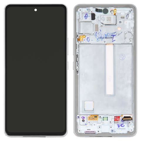 LCD compatible with Samsung A536 Galaxy A53 5G, white, with frame, Original, service pack #GH82 28024D