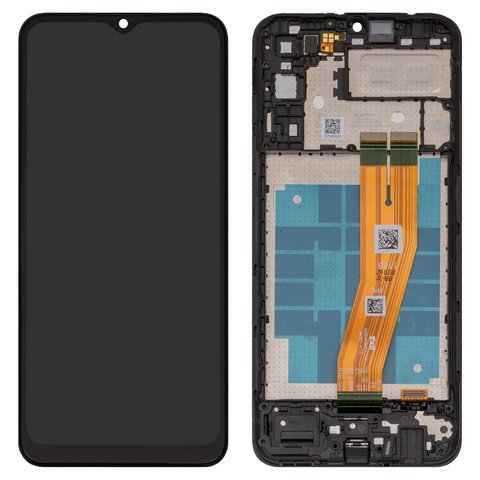 LCD compatible with Samsung A042 Galaxy A04e, black, with frame, original change glass 