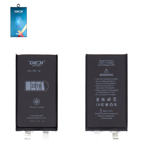 Аккумулятор Deji для Apple iPhone 12, Li ion, 3,83 B, 3310 мАч, без контроллера, повышенная ёмкость