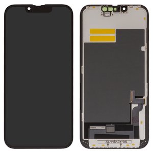 Pantalla LCD puede usarse con iPhone 13, negro, con marco, HC, sin microchip, OLED , YK OEM hard