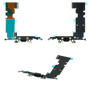 Шлейф для iPhone 8 Plus, конектора зарядки, чорний