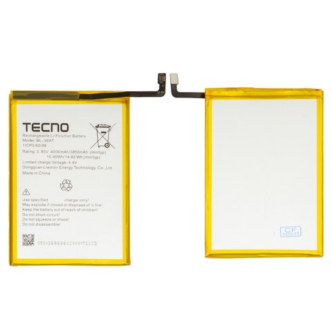 Аккумулятор BL 38AT для Tecno Pop 2 Power B1P , Li Polymer, 3,85 B, 4000 мАч, Original PRC 