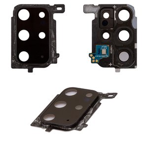 Стекло камеры для Samsung G985 Galaxy S20 Plus, Original, черное, с рамкой, с разборки, cosmic black