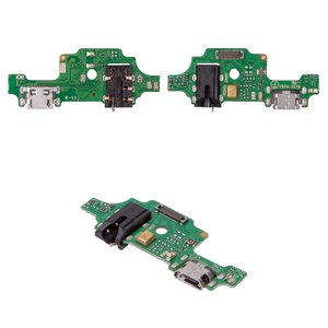 Шлейф для Tecno Spark 4, коннектора наушников, коннектора зарядки, с микрофоном, Сopy, плата зарядки