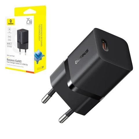 Сетевое зарядное устройство Baseus GaN5 mini, 25 Вт, Fast Charge, черный, 1 порт, #P10110909113 00