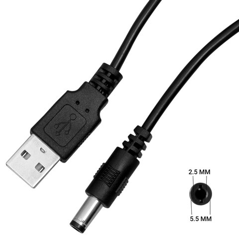 Кабель живлення для медіаконвертерів, USB тип A, DC, 5В 1А, d 5,5 мм, d 2,5 мм